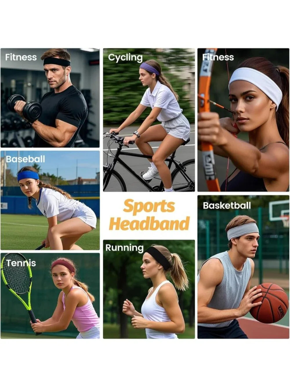 Women Elastic 6 Pack Thin Headbands Stretchy Sports Sweatbands Hair Accessories